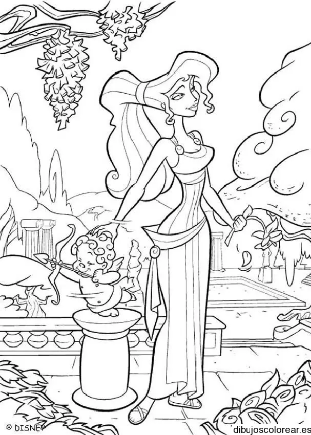 Dibujo de Megara con una flor