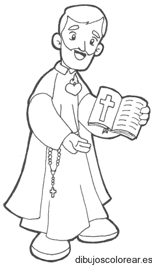 Dibujo de un sacerdote con la biblia