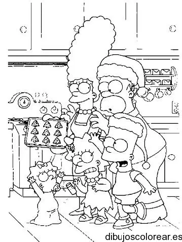 Dibujo de Los Simpsons en navidad
