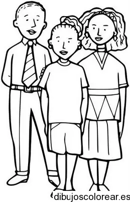 Dibujo de un chico con sus padres