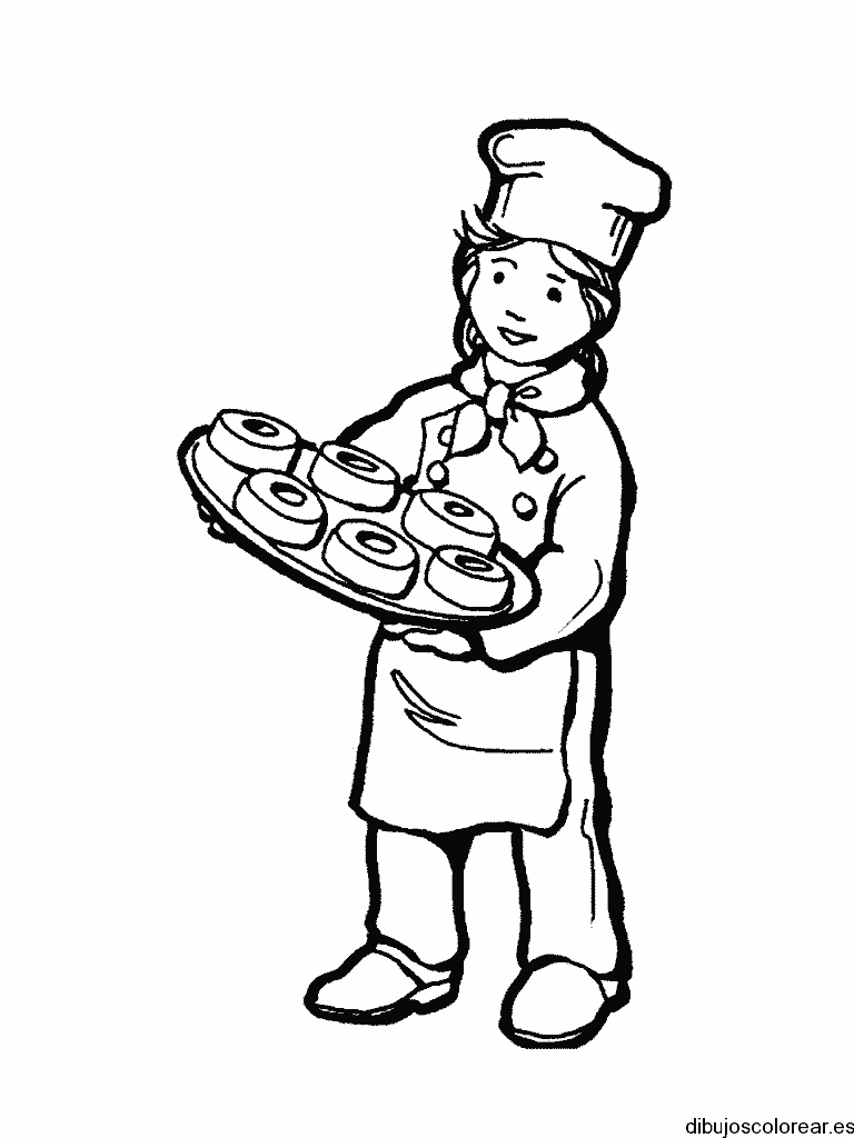 Dibujo de una pastelera con una bandeja