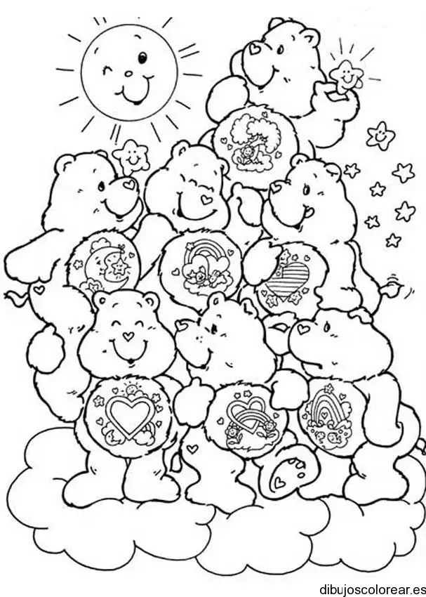 Dibujo de osos cariñosos en las nubes
