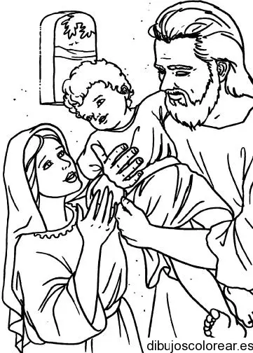 Dibujo del niño Jesús con sus padres