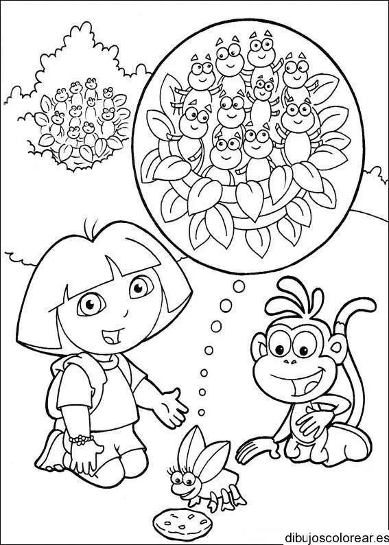 Dibujo de Dora la Exploradora y abejas