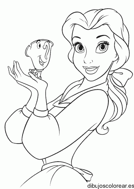 Dibujo de Bella y una taza