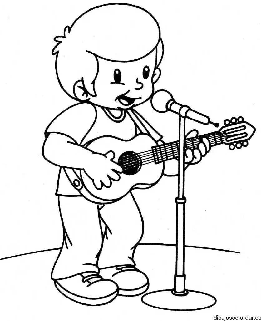 Dibujo de un niño tocando guitarra
