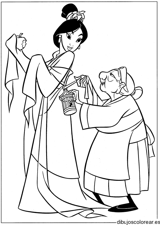 Dibujo de Mulan y su abuela
