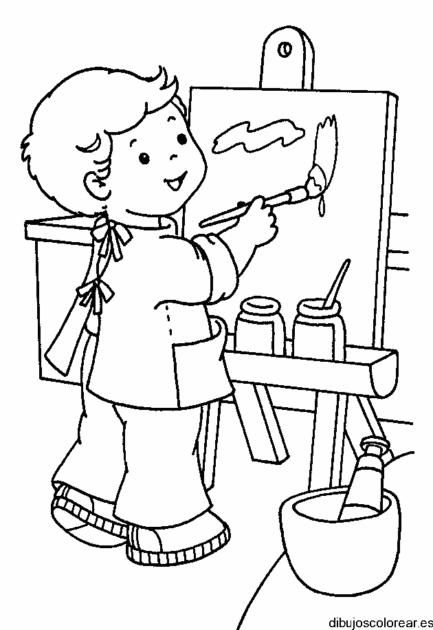 Dibujo de un niño pintando un cuadro