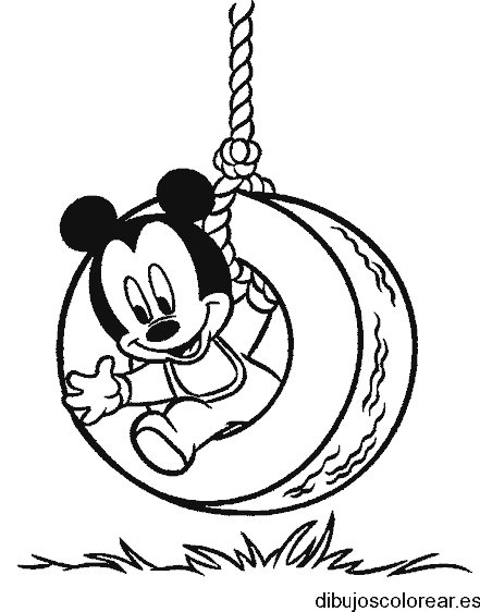 Dibujo de Mickey Mouse columpiándose