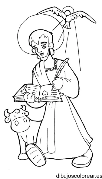 Dibujo de un sacerdote y una vaca