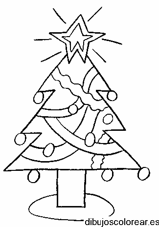 Dibujo de un árbol con estrella navideña