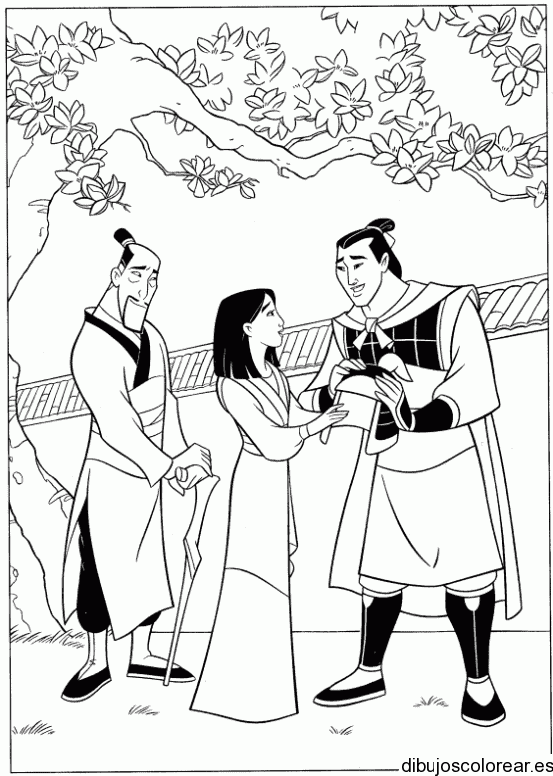 Dibujo de Mulan y Shang 