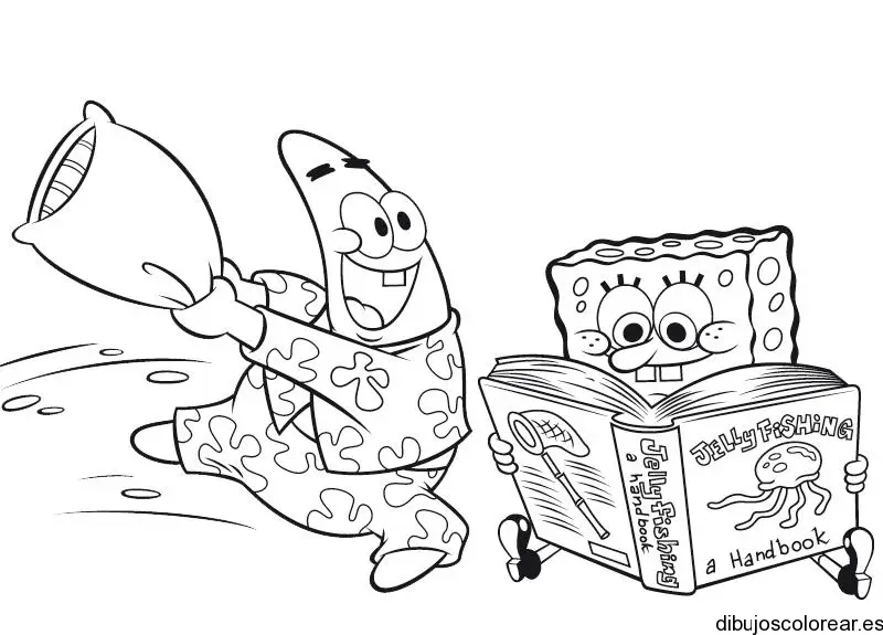 Dibujo de Bob La Esponja leyendo
