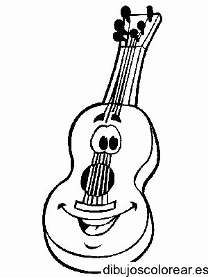 Dibujo de una guitarra sonriente