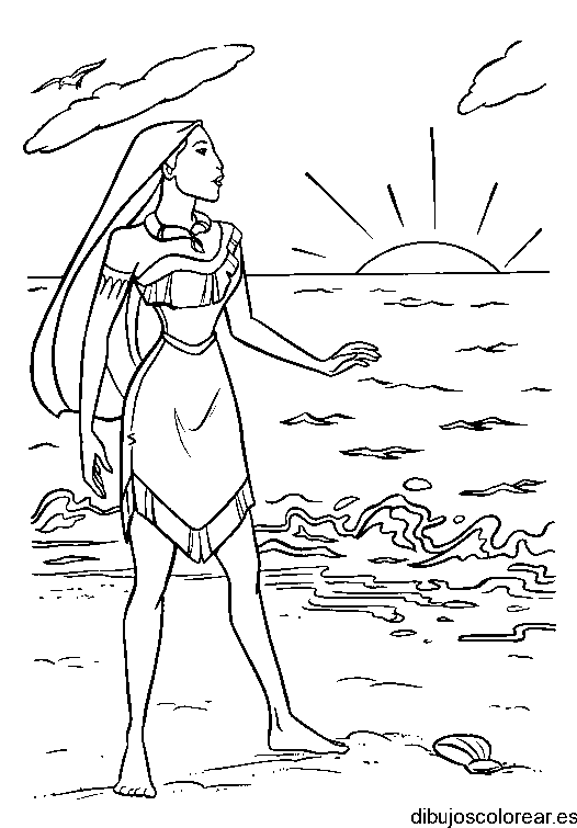 Dibujo de Pocahontas y el horizonte