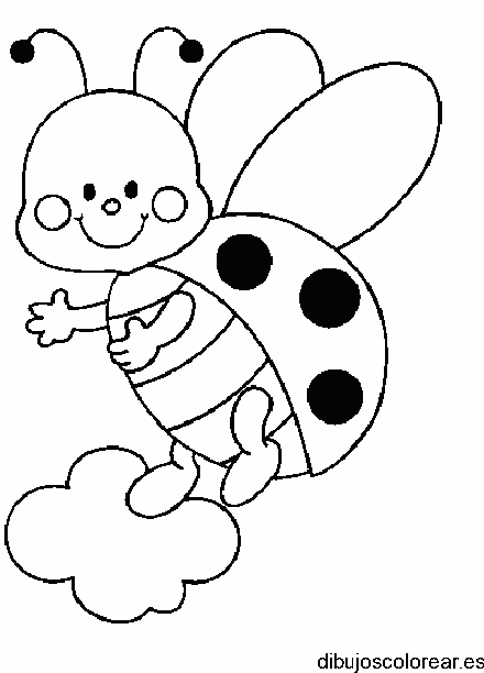 Dibujo de una abejita sobre una nube