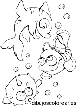 Dibujo de peces y burbujas
