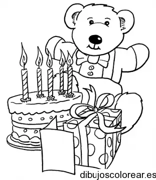 Dibujo de un oso y un pastel