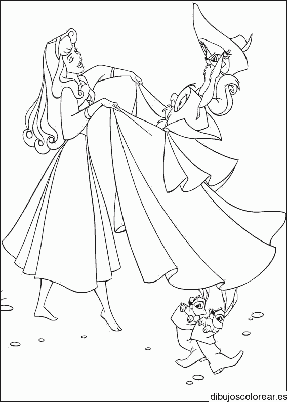 Dibujo de la bella durmiente descalza