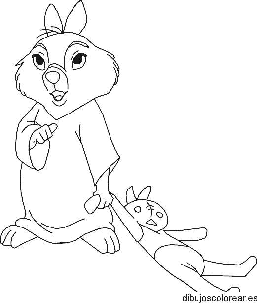 Dibujo de un conejo con su muñeco