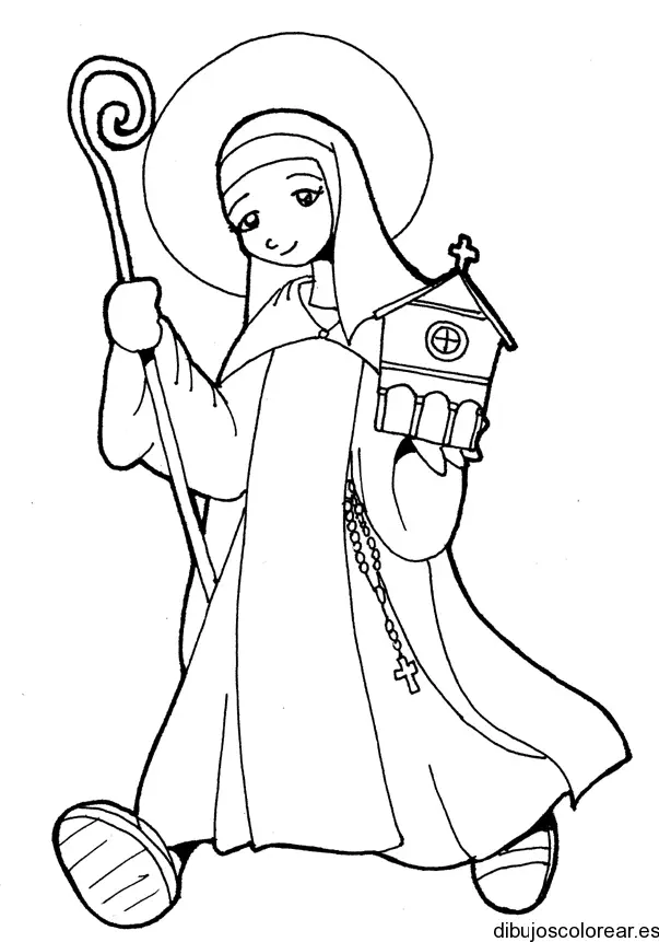 Dibujo de una monja con una vela
