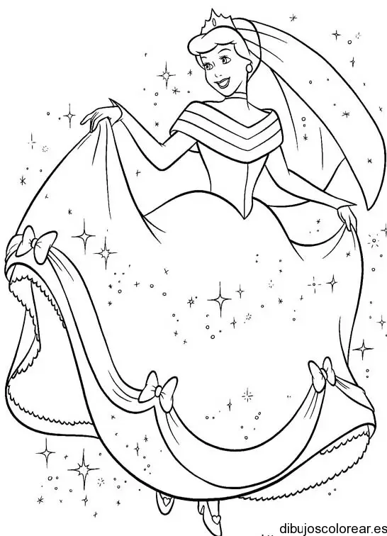 Dibujo de Cenicienta bailando feliz