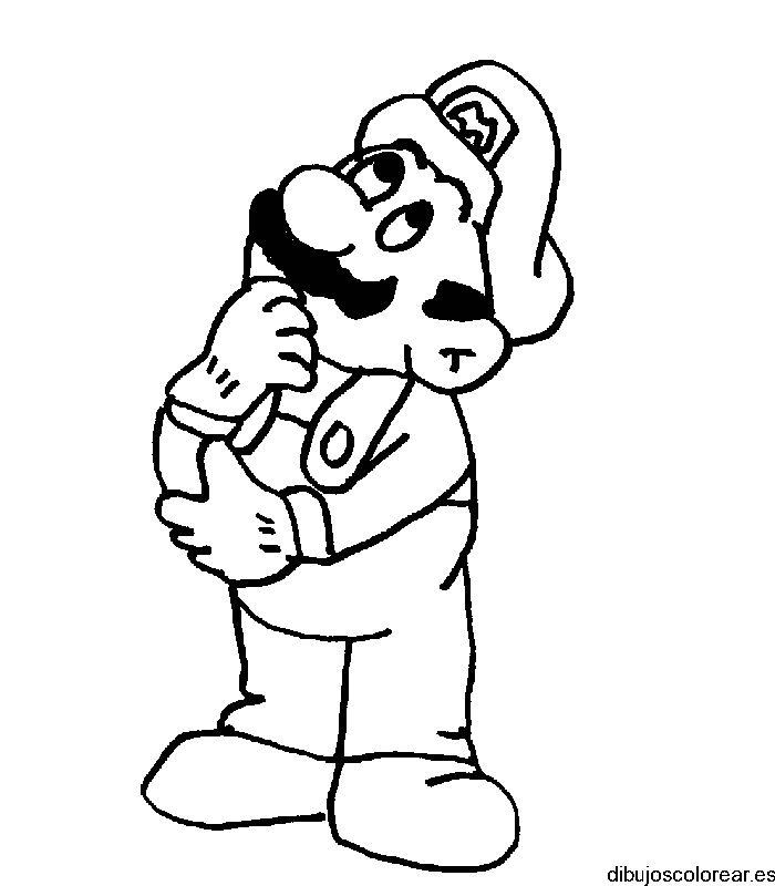 Dibujo de Mario Bros pensativo