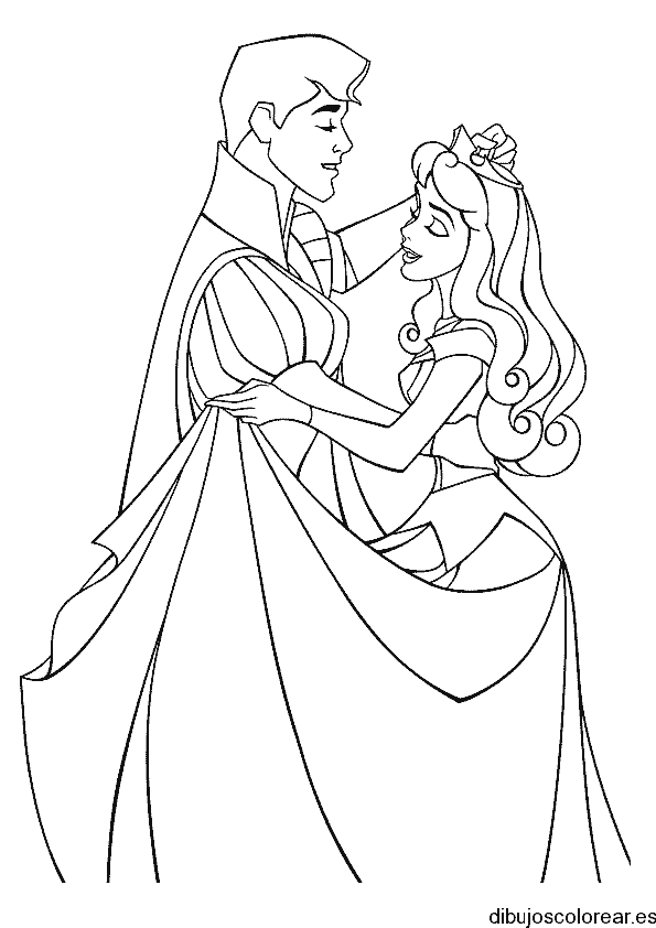 Dibujo de Aurora con su príncipe