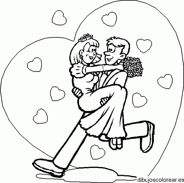 Dibujo de una pareja de recién casados