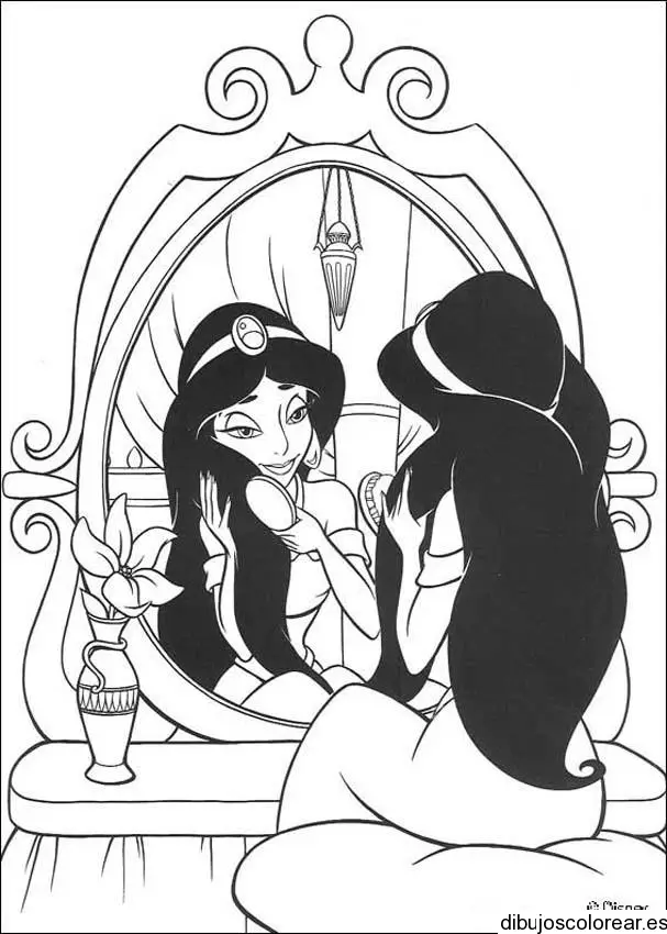Dibujo de Jasmine frente al espejo