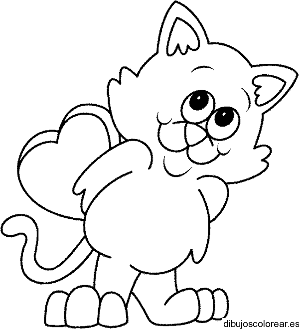 Dibujo de un gato con un corazón
