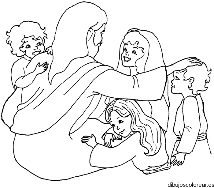 Dibujo de Jesús hablando con niños