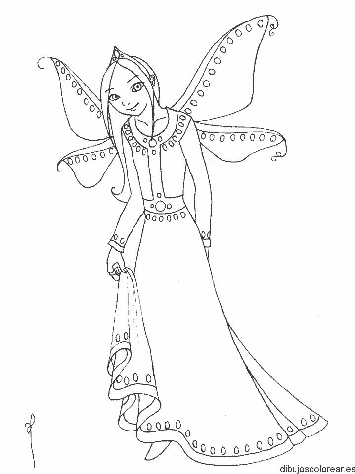 Dibujo de una chica con alas