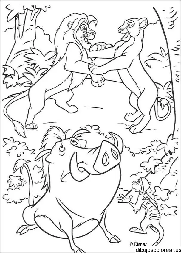 Dibujo de Simba y Nala riendo