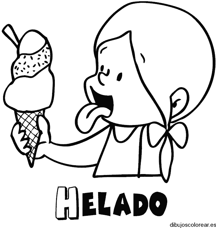 Dibujo de una niña comiendo helado