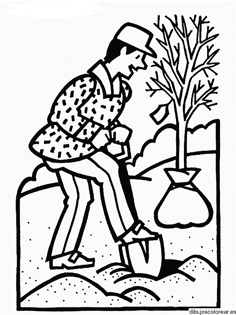 Dibujo de un jardinero con gorra