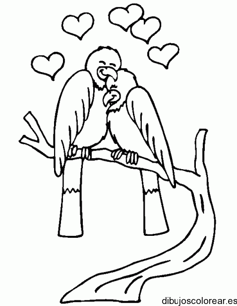 Dibujo de dos pájaros amorosos