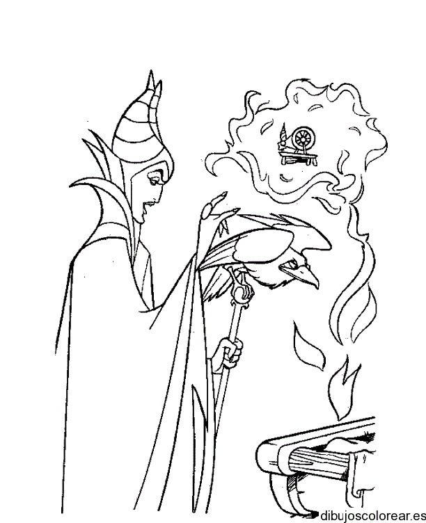 Dibujo de una bruja y un cuervo