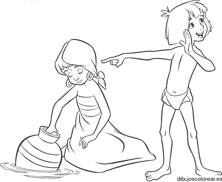 Dibujo de Mowgli y Shanti