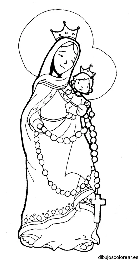 Dibujo con imagen de la Virgen de la Asunción