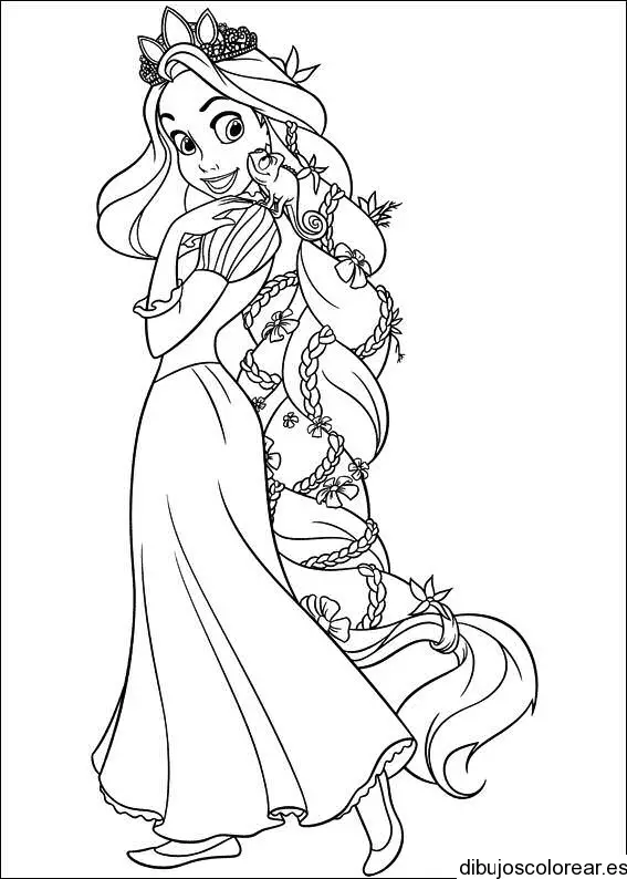 Dibujo de Rapunzel con trenza