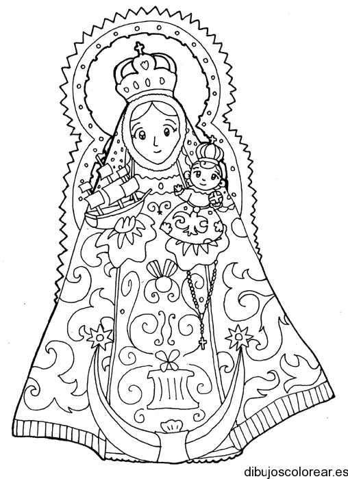 Dibujo de una pequeña imagen de la virgen