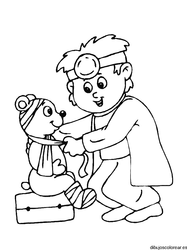 Dibujo de un osito enfermo