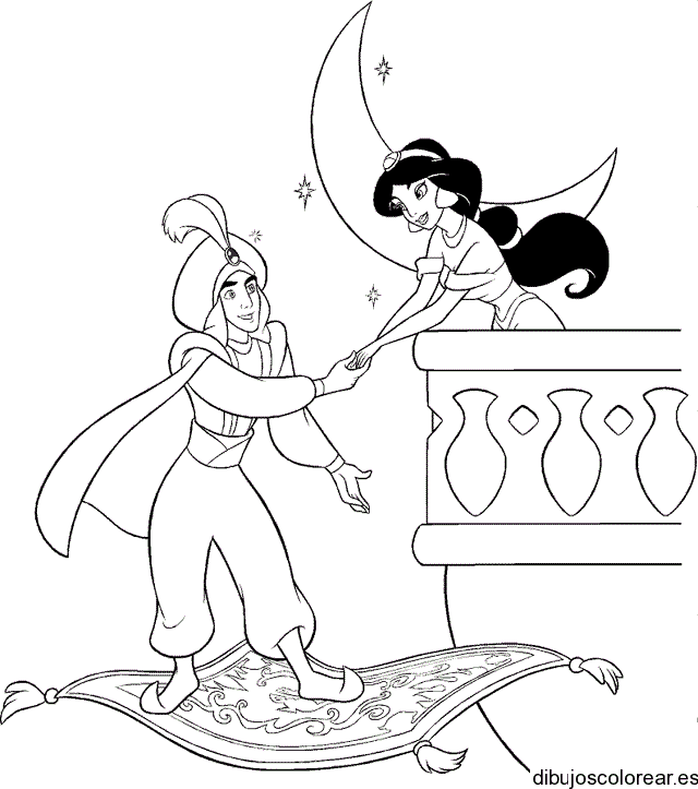 Dibujo de Aladdin y Jasmine