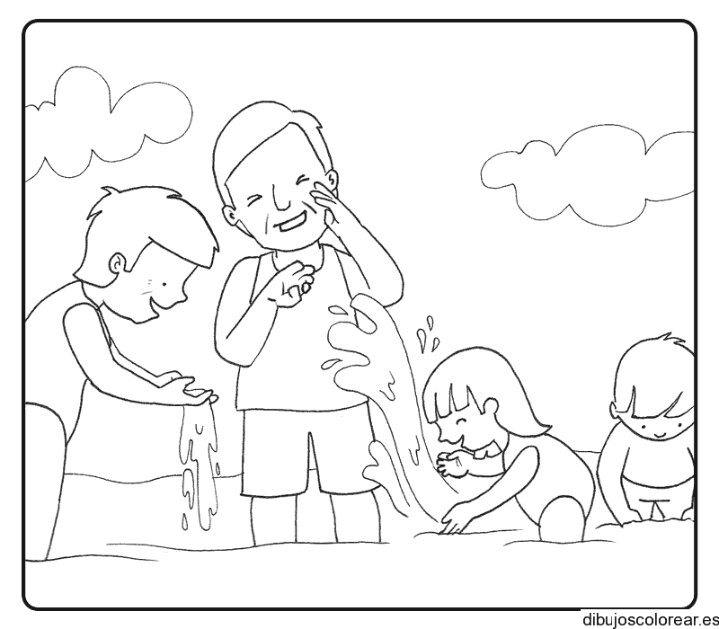 Dibujo de una familia en la playa