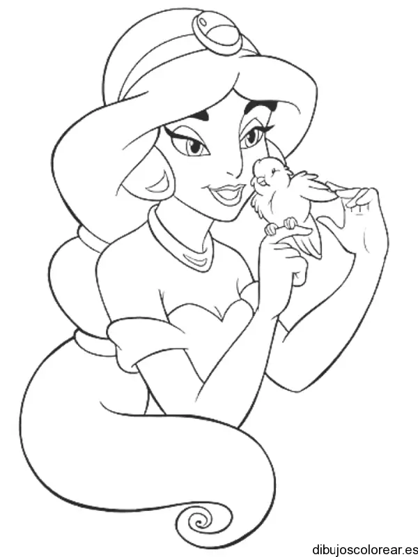 Dibujo de Jasmine con un pájaro