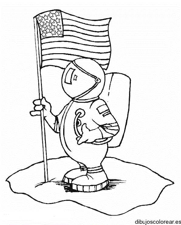 Dibujo de un astronauta con una bandera