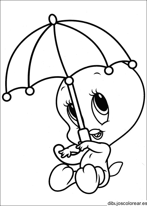 Dibujo de Piolín bebé con sombrilla