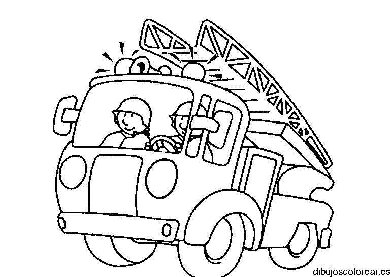 Dibujo de una ambulancia con dos bomberos