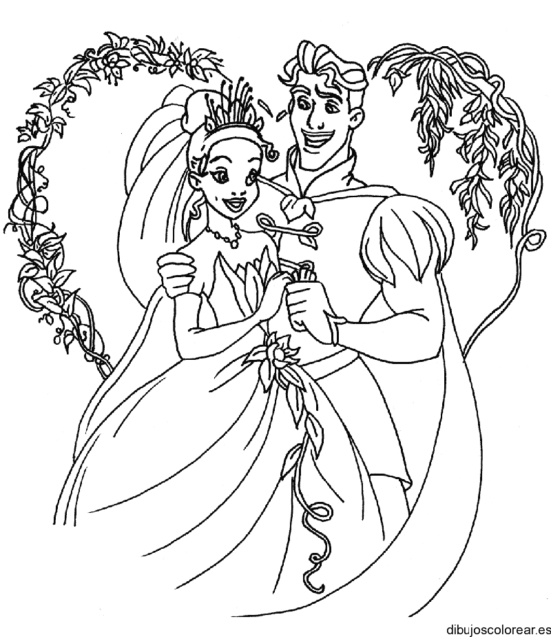 Dibujo de la princesa y el príncipe Naveen